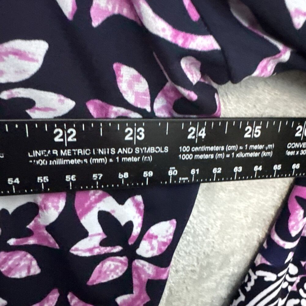 susan graver xl top tunic black pink multicolored geometric vneck 3/4 sleeve - Picture 6 of 9